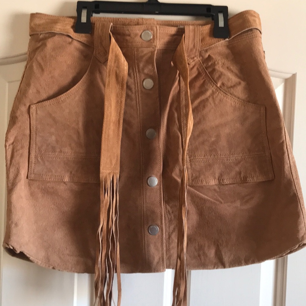 Blank NYC Cognac Leather Skirt